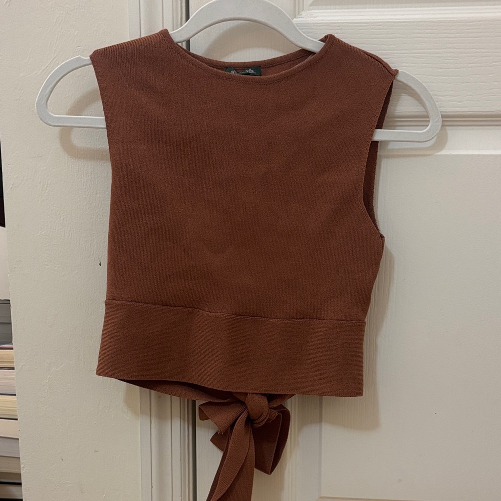 Wild Fable Brown Tie-Front Crop Top